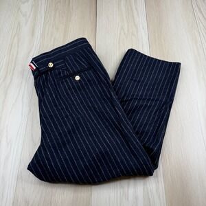 Thom Browne Mens Blue White Striped Wool Cropped Wide Leg Pants Size 4